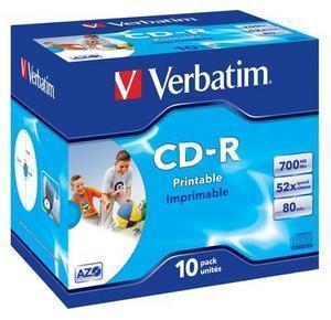 Verbatim CD-R AZO Wide Inkjet Printable 52x 700 MB - 10 Pack Jewel Case Optical Media Photo