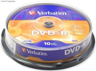 Verbatim DVD-R Matt Silver 16x 4.7GB  - 10 Pack Spindle Optical Media Photo