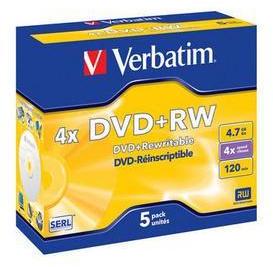 Verbatim DVD+RW Matt Silver 4x 4.7 GB - 5 Pack Jewel Case Optical Media Photo
