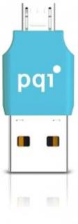 PQI Connect 203 USB & MicroUSB Dual Interface OTG Reader - Blue Photo