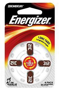 Energizer Zinc-Air AZ312 Hearing Aid Batteries - 4 pack Photo