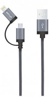 Astrum AC330 2-in-1 USB To Micro-USB and Lightning 1.2m Charge & Sync Cable - Grey Photo