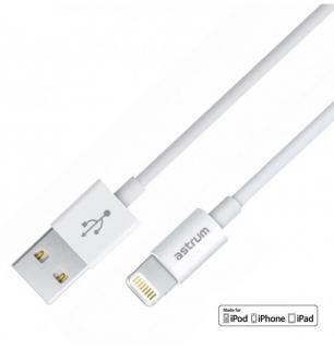 Astrum AC820 8 pin Lightning to USB 2m Charge & Sync MFI Cable - White Photo