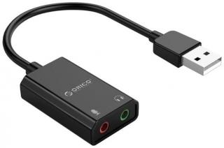 Orico USB External Sound Adapter with 1 x Headset and 1 x Microphone Port – Black Photo