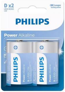 Philips Power Alkaline LR20P2B 2x D Batteries - (Blister) Photo