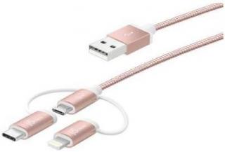 J5 Create JMLC10 3-in-1 USB to Lightning/ Micro-USB/ USB Type C 1m Charge & Sync Cable - Rose Gold Photo