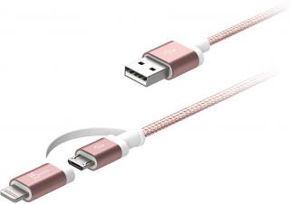 J5 Create JML10 2-in-1 USB to Lightning and Micro-USB 1m Charge & Sync Cable - Rose Gold Photo