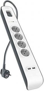 Belkin BSV401VF2M 4-Outlet Surge Protector w/USB - Grey/White Photo