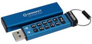 Kingston Ironkey KeyPad 200 iKKP200 128GB Flash Drive - Blue Photo