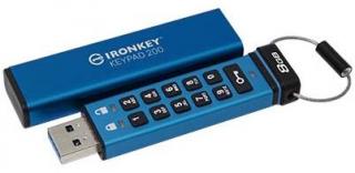 Kingston Ironkey KeyPad 200 iKKP200 8GB Flash Drive - Blue Photo