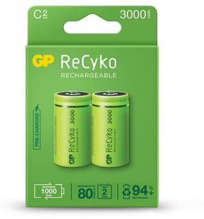 GP Recyko Rechargeable NiMH 3000mAh C Batteries - 2 pack Photo